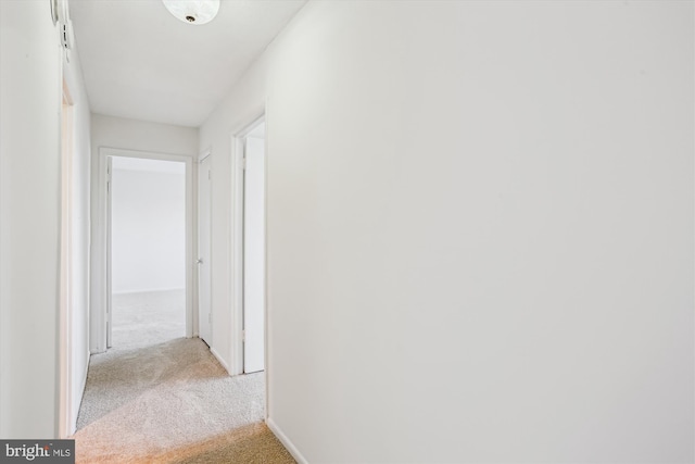 corridor with carpet floors and baseboards