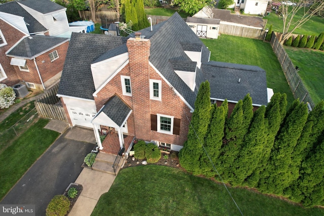 aerial view with a residential view