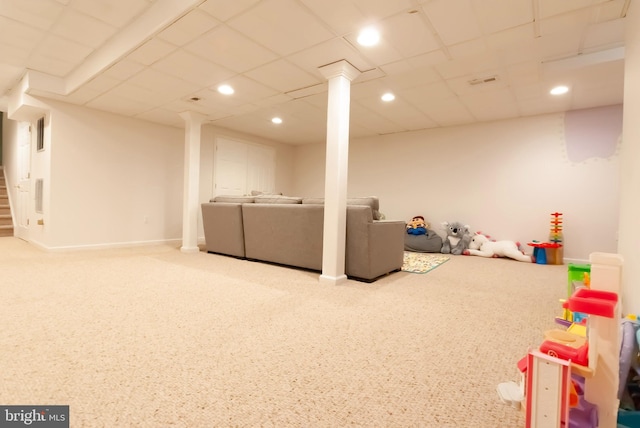 14 Wyndham Ct, Bordentown, NJ 08505 - recreation room featuring recessed lighting, carpet floors, and a drop ceiling