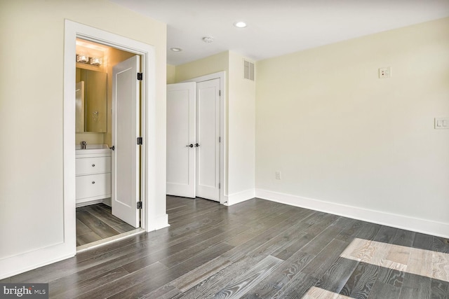 5308 5th NW, Washington, DC 20011 - unfurnished bedroom featuring dark wood-style floors, recessed lighting, and ensuite bathroom