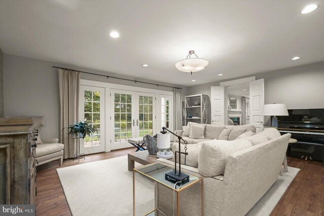 2720 35th Pl NW, Washington, DC 20007 - living area with french doors, recessed lighting, and dark wood-style flooring