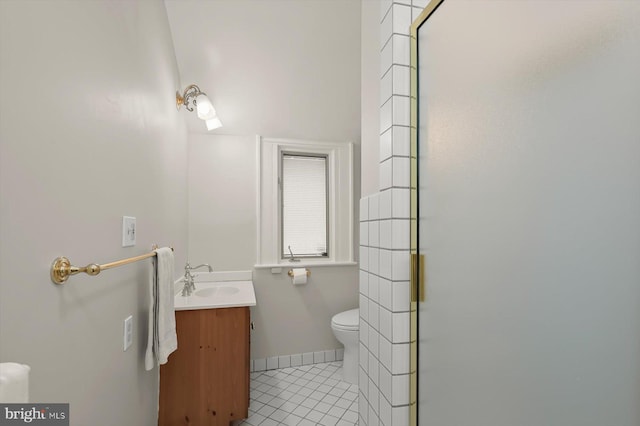 2720 35th Pl NW, Washington, DC 20007 - bathroom featuring tile patterned floors, toilet, vanity, and an enclosed shower