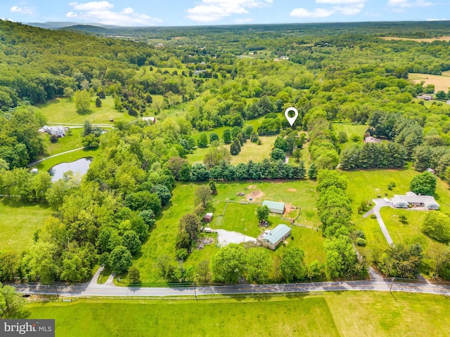 aerial view of a heavily wooded area