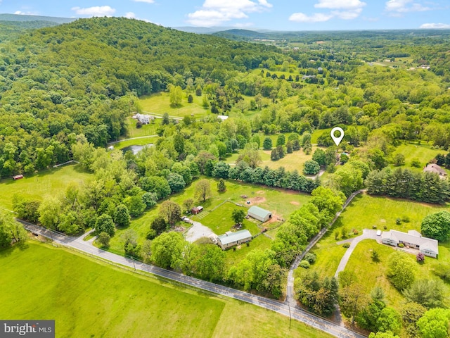 drone / aerial view of a heavily wooded area