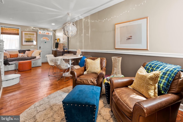 sitting room featuring recessed lighting and wood finished floors