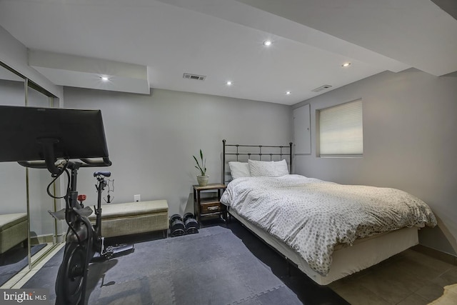 bedroom with recessed lighting