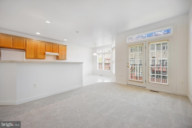 13901 Chatterly Pl, Germantown, MD 20874 - unfurnished living room featuring recessed lighting and carpet floors