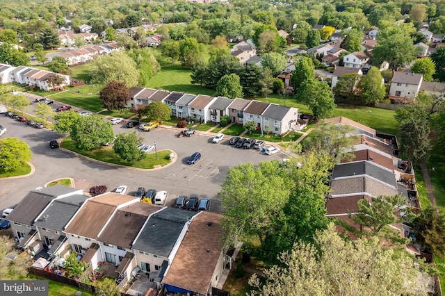drone / aerial view with a residential view