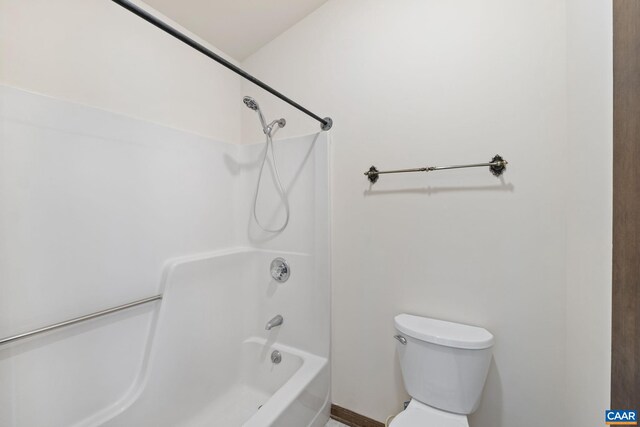 full bathroom with toilet and shower / bath combination