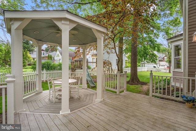 6763 25th St N, Arlington, VA 22213 - wooden terrace with a fenced backyard and a gazebo