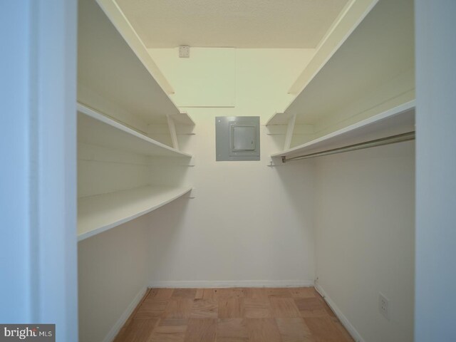 spacious closet with electric panel