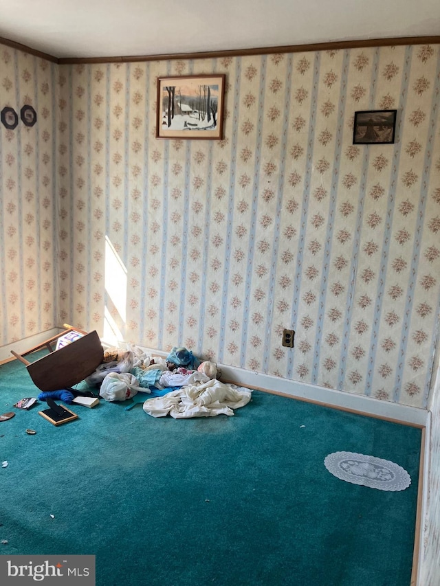 interior space with wallpapered walls