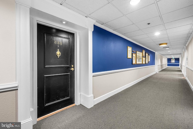 1000 Fell St Unit 633, Baltimore, MD 21231 - corridor featuring carpet, a drop ceiling, baseboards, and recessed lighting