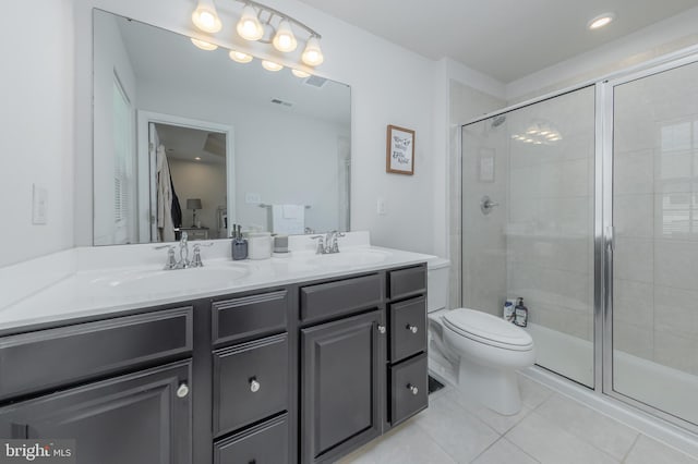 504 Sammy St, Woolwich Twp, NJ 08085 - bathroom featuring a sink, tile patterned flooring, a stall shower, and visible vents
