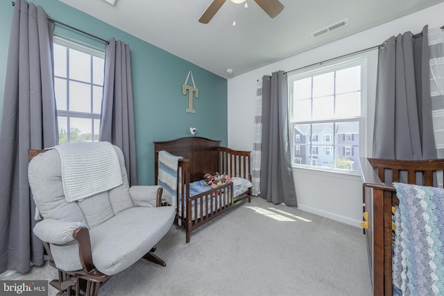 504 Sammy St, Woolwich Twp, NJ 08085 - carpeted bedroom with visible vents, baseboards, and ceiling fan