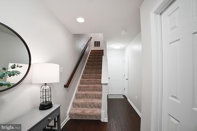 12521 Honey Locust Way, Beltsville, MD 20705 - stairs with baseboards, wood finished floors, and recessed lighting