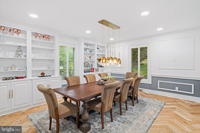dining area with recessed lighting