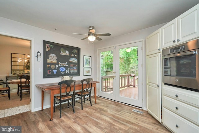 6368 Waterway Dr, Falls Church, VA 22044 - dining space with a ceiling fan, light wood-type flooring, and baseboards
