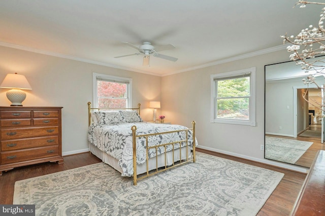 6368 Waterway Dr, Falls Church, VA 22044 - bedroom featuring ornamental molding, wood finished floors, baseboards, a ceiling fan, and a chandelier