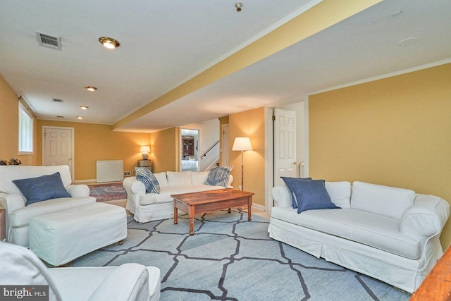 6368 Waterway Dr, Falls Church, VA 22044 - living room featuring baseboards, carpet, and ornamental molding