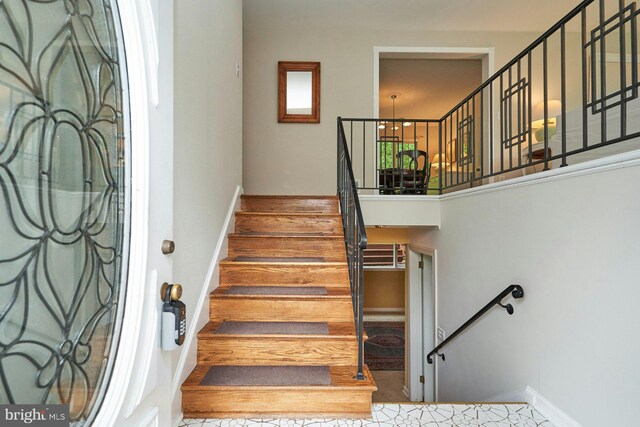 6368 Waterway Dr, Falls Church, VA 22044 - stairway featuring baseboards