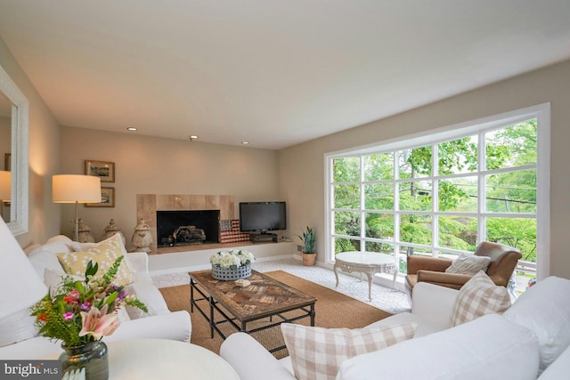 6368 Waterway Dr, Falls Church, VA 22044 - living area with a high end fireplace and recessed lighting