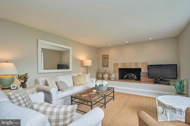 6368 Waterway Dr, Falls Church, VA 22044 - living room featuring a fireplace and recessed lighting
