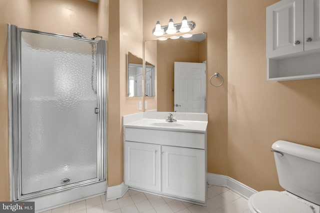 1604 Martha Ct Unit 404, Bel Air, MD 21015 - full bathroom featuring a shower stall, toilet, vanity, and tile patterned flooring