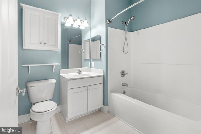 1604 Martha Ct Unit 404, Bel Air, MD 21015 - bathroom with tub / shower combination, toilet, tile patterned floors, vanity, and baseboards
