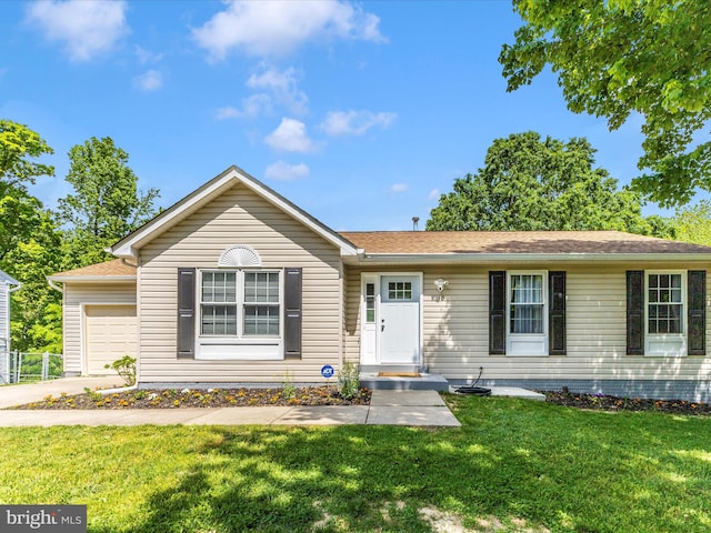 1710 Dennis Ct, District Heights, MD 20747 - ranch-style home with driveway, a shingled roof, a front yard, and a garage