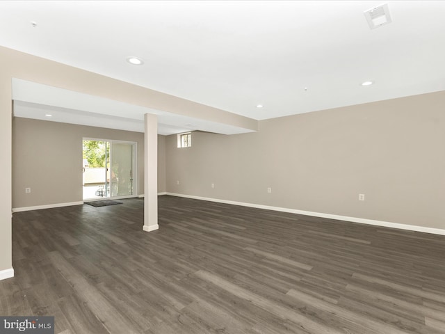 1710 Dennis Ct, District Heights, MD 20747 - below grade area with recessed lighting, baseboards, and dark wood-style floors