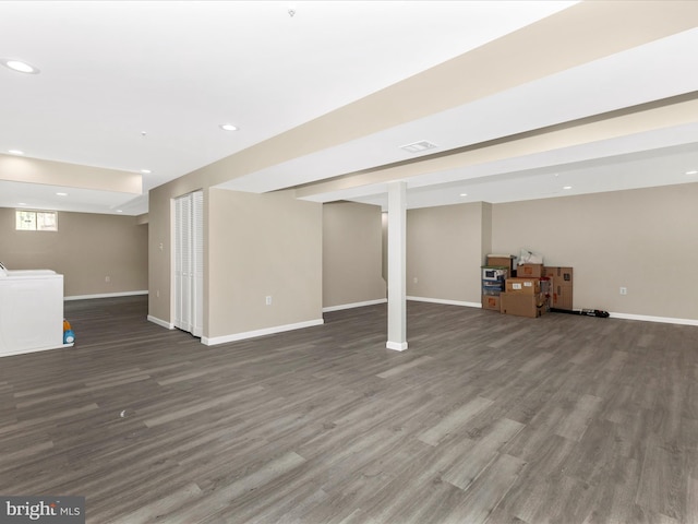 1710 Dennis Ct, District Heights, MD 20747 - basement featuring baseboards, recessed lighting, wood finished floors, and visible vents