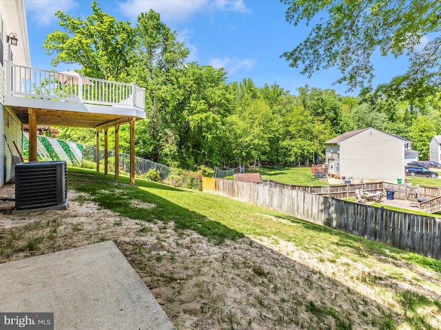 1710 Dennis Ct, District Heights, MD 20747 - view of yard with a wooden deck, fence, and cooling unit