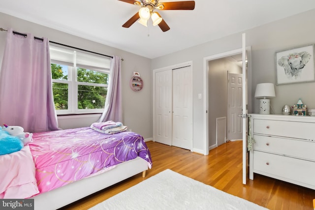 1612 Belvedere Blvd, Silver Spring, MD 20902 - bedroom with light wood finished floors, a closet, ceiling fan, and baseboards
