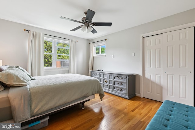 1612 Belvedere Blvd, Silver Spring, MD 20902 - bedroom with light wood finished floors, a closet, ceiling fan, and cooling unit