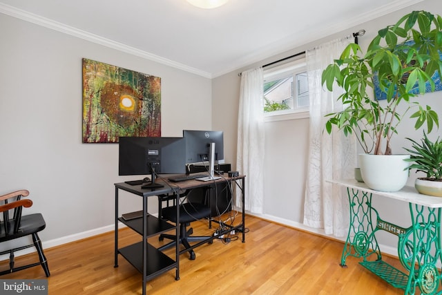 1612 Belvedere Blvd, Silver Spring, MD 20902 - home office with ornamental molding, wood finished floors, and baseboards