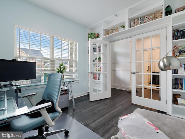 9929 Pesade Way, Upper Marlboro, MD 20772 - home office with french doors and dark wood-style floors