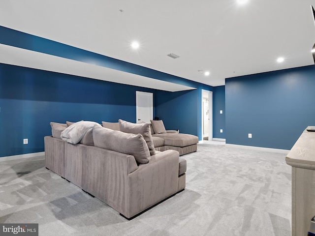 9929 Pesade Way, Upper Marlboro, MD 20772 - cinema room featuring light colored carpet, baseboards, and recessed lighting