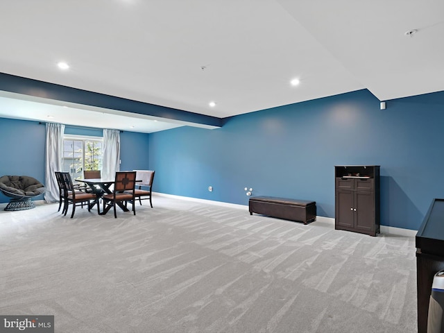 9929 Pesade Way, Upper Marlboro, MD 20772 - dining area featuring light colored carpet, baseboards, and recessed lighting