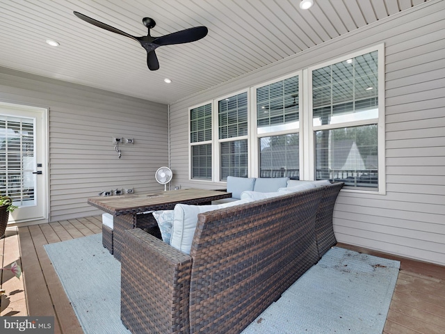 9929 Pesade Way, Upper Marlboro, MD 20772 - view of patio / terrace featuring ceiling fan, an outdoor hangout area, and a wooden deck