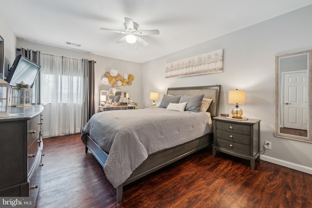 115 E Kings Hwy Unit # 104, Maple Shade, NJ 08052 - bedroom featuring dark wood-type flooring, baseboards, and a ceiling fan