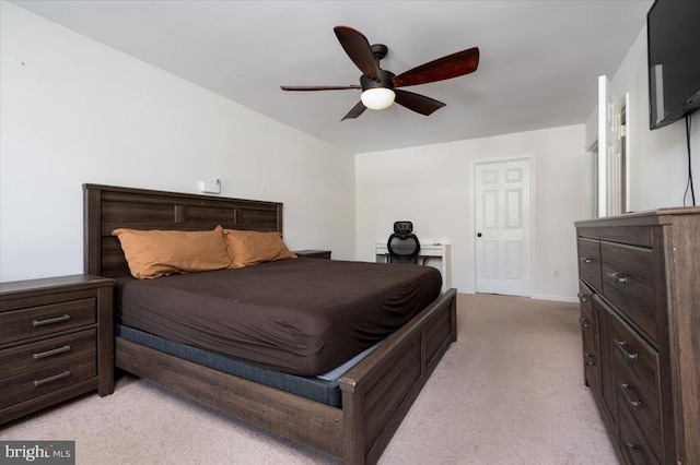 102 Haldane Dr, La Plata, MD 20646 - bedroom with light carpet, a ceiling fan, and baseboards