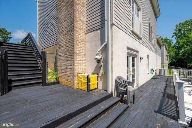102 Haldane Dr, La Plata, MD 20646 - deck featuring stairway and french doors