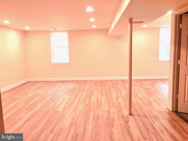 13211 Lutes Dr, Silver Spring, MD 20906 - below grade area featuring wood finished floors, baseboards, and recessed lighting
