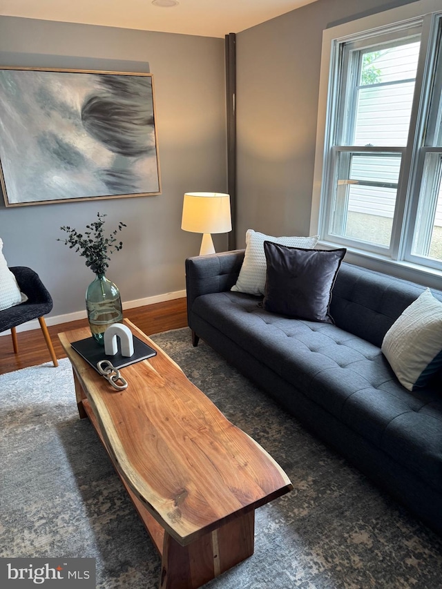909 Old Lancaster Rd, Berwyn, PA 19312 - living room featuring wood finished floors and baseboards