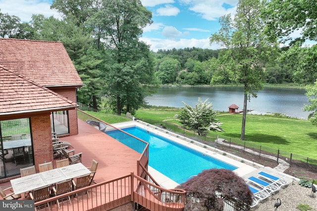 174 Springhouse Ln, Spring Grove, PA 17362 - view of swimming pool with a deck with water view and outdoor dining area