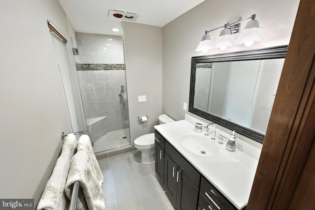 174 Springhouse Ln, Spring Grove, PA 17362 - full bathroom with toilet, a stall shower, vanity, tile patterned flooring, and recessed lighting