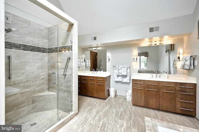 174 Springhouse Ln, Spring Grove, PA 17362 - bathroom with vanity, a shower stall, and baseboards