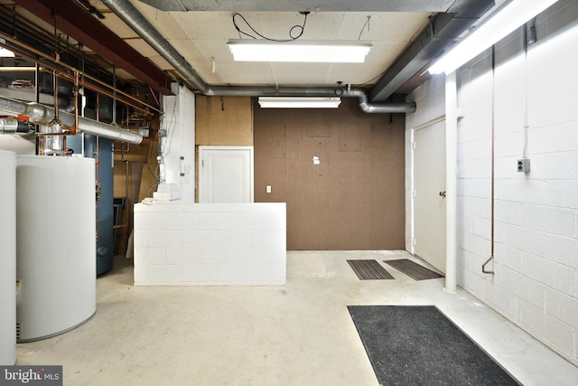 174 Springhouse Ln, Spring Grove, PA 17362 - unfinished basement featuring gas water heater and concrete block wall