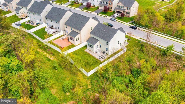 aerial view with a residential view